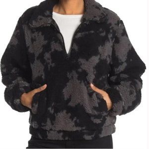 NWT SAGE Collective Jet Setter Two-Tone Faux Shearling Jacket Black/Gray Medium